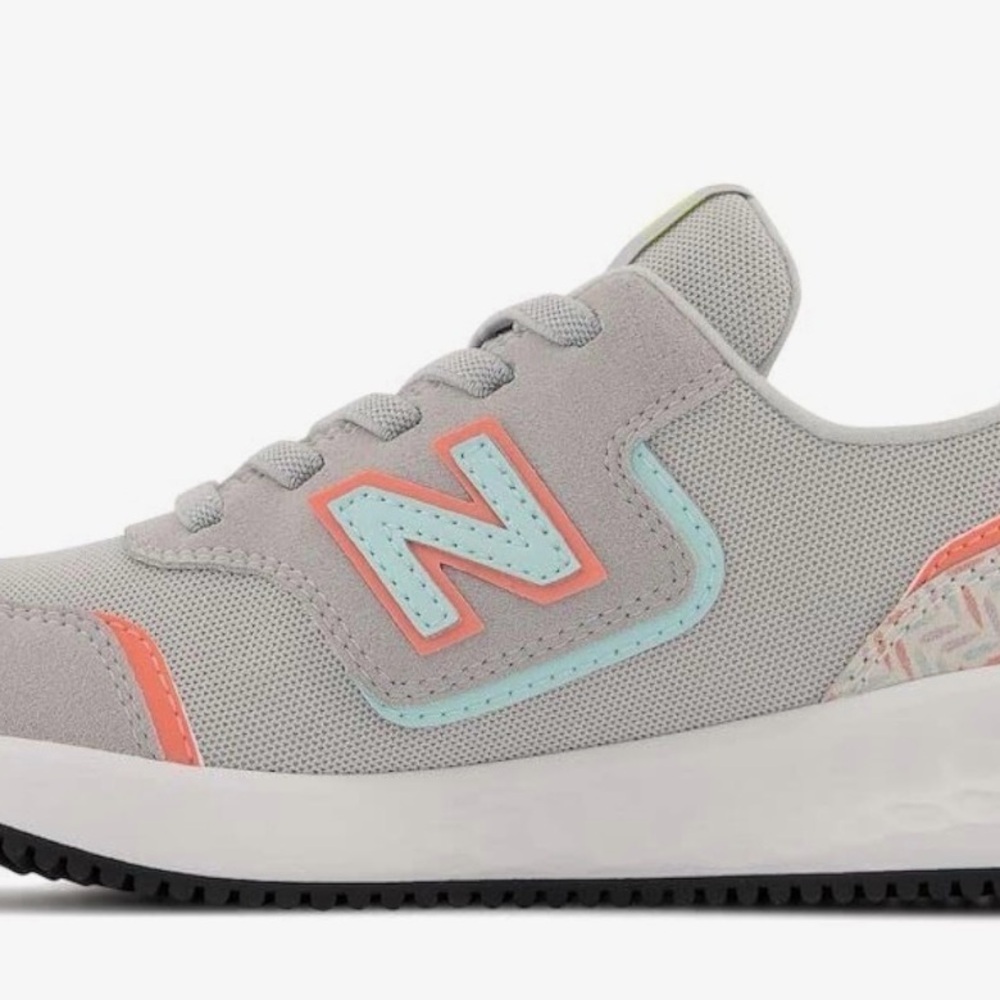 New Balance Kids' Gray and Peach Sneakers